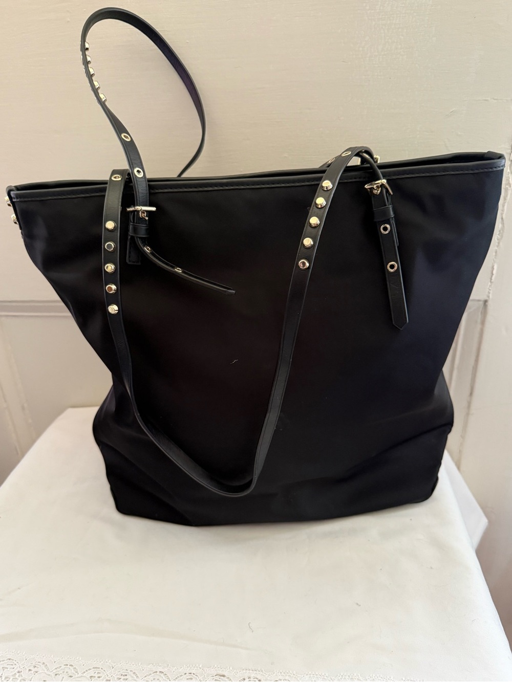 Michael Kors Black Tote with Gold Stud Accents